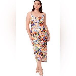 NWT -- Floerns Women's Satin Spaghetti Strap Cowl Neck Wrap Cami  Party Dress